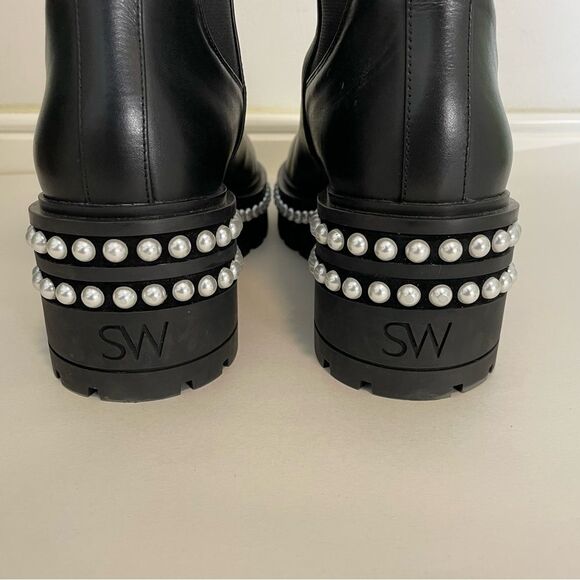 Stuart Weitzman Soho Pearl Chelsea Leather Boots Size 10 Black NWOT‎ - Picture 8 of 12